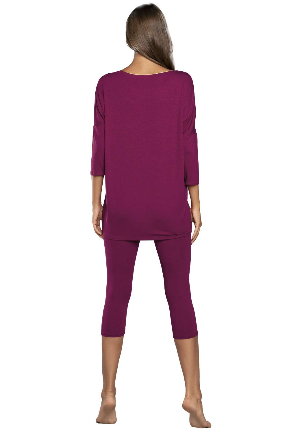 Italian Fashion Ensembles de Pyjama Femme | Pyjama Femme Été Confortable et Douce | 2 Pièces avec Pantalon 3/4 et Haut de Vêtements de Nuit | Pyj' Ado Fille en Viscose S-XXL