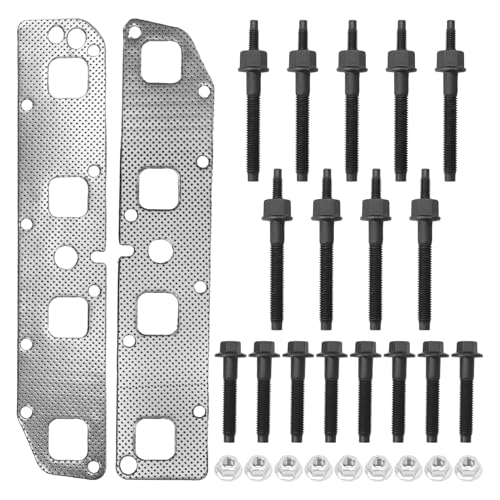 Image of Exhaust Manifold Gasket Repair Set Fits 2003-2008 Ram 1500 2500 3500 5.7L | Chry.sler Dod.ge R.am 5.7L V8 Engines, With Bolts Studs and Nuts, Front Left and Right side