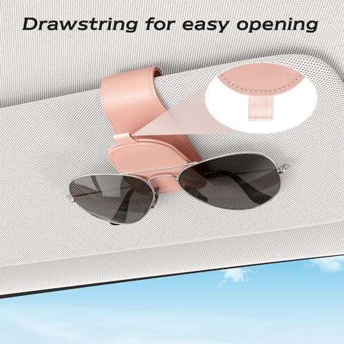 Image of Sotfamily Sunglass Holder for Car Visor, Pink, 2 Packs | Suede Cloth, Magnetic, Organizer for Car Accessories