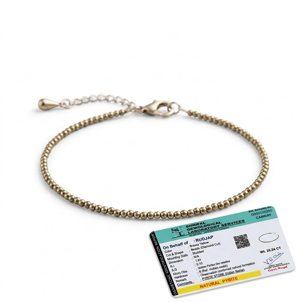 Raw Pyrite Crystal Foot Bracelet for Women | Stone of Money, Protection & Power | Natural Pyrite Jewelry with Certificate | Spiritual Gift for Women | Valentine Gift for Girlfriend-image-49