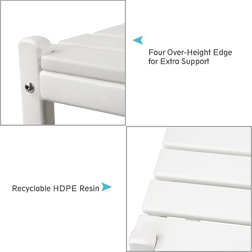 Miniatura 5 de realife Mesa auxiliar Adirondack para exteriores, mesa auxiliar rectangular para patio, jardín, porche, piscina e interior, color blanco