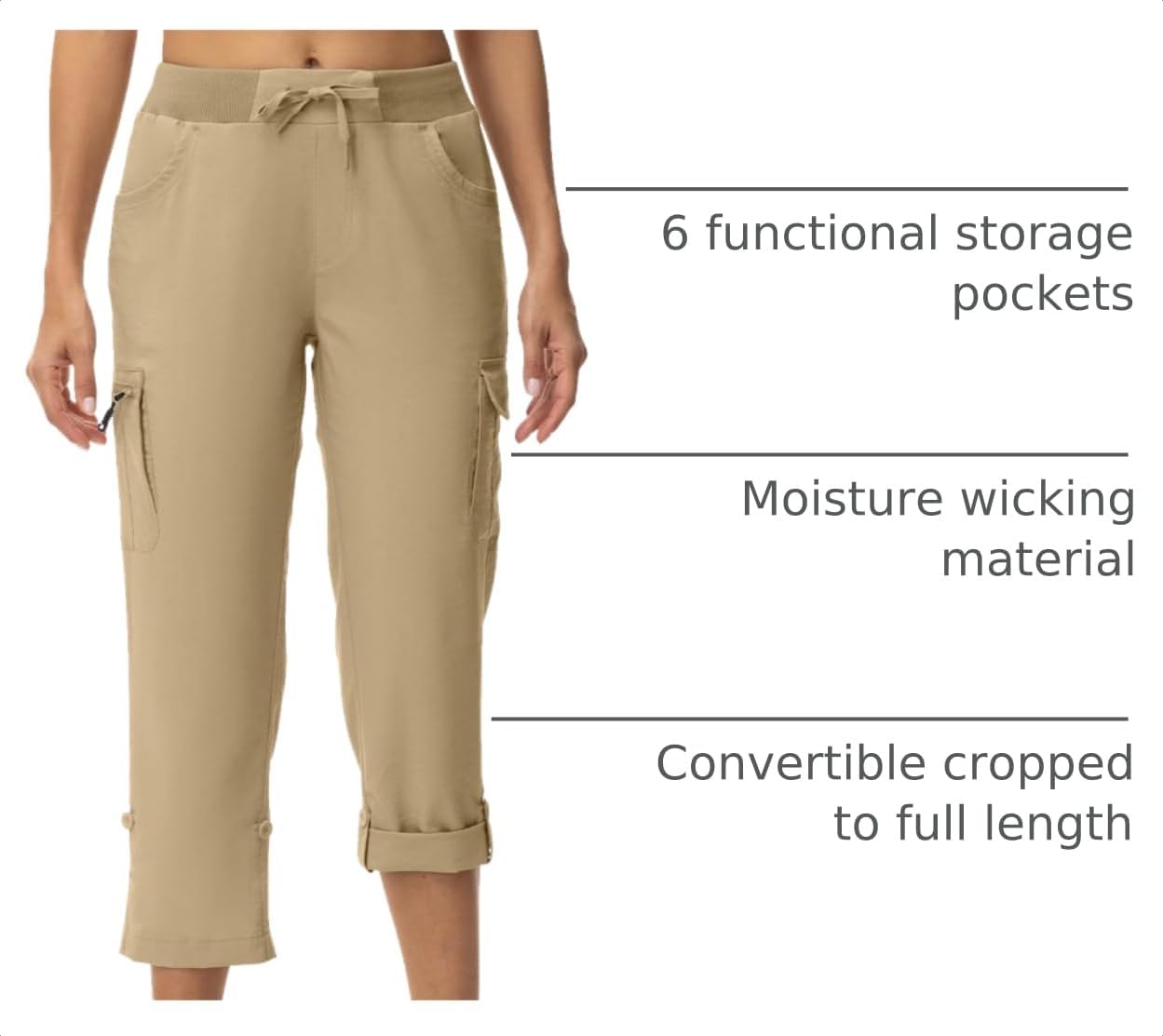 TBMPOY Women's Cargo Hiking Capris Pants image 4