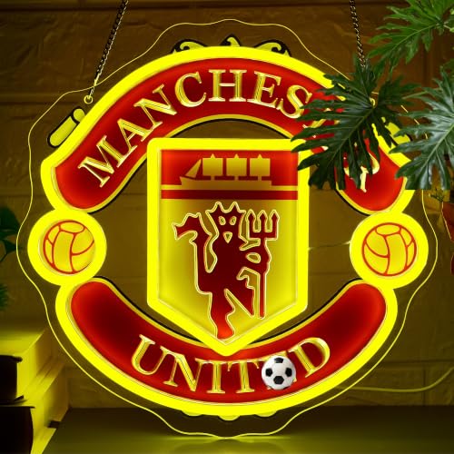 Image of Football Neon Sign for Wall Decor Soccer Team Logo LED Light for Man Cave