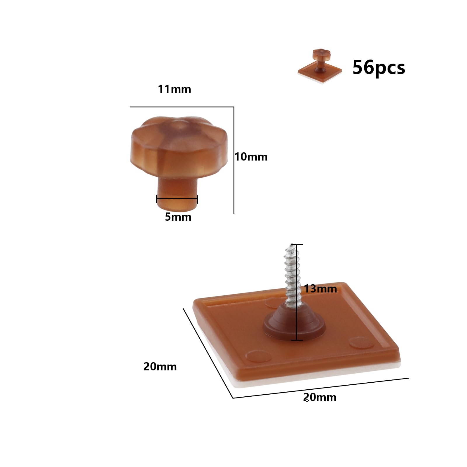SG Store 56 hebillas de mosquitera para ventana con cubierta de rosca, hebillas de montaje autoadhesivas para mosquiteras, ventanas, ventanas, puertas, mosquiteras (20 x 20 x 13 mm)