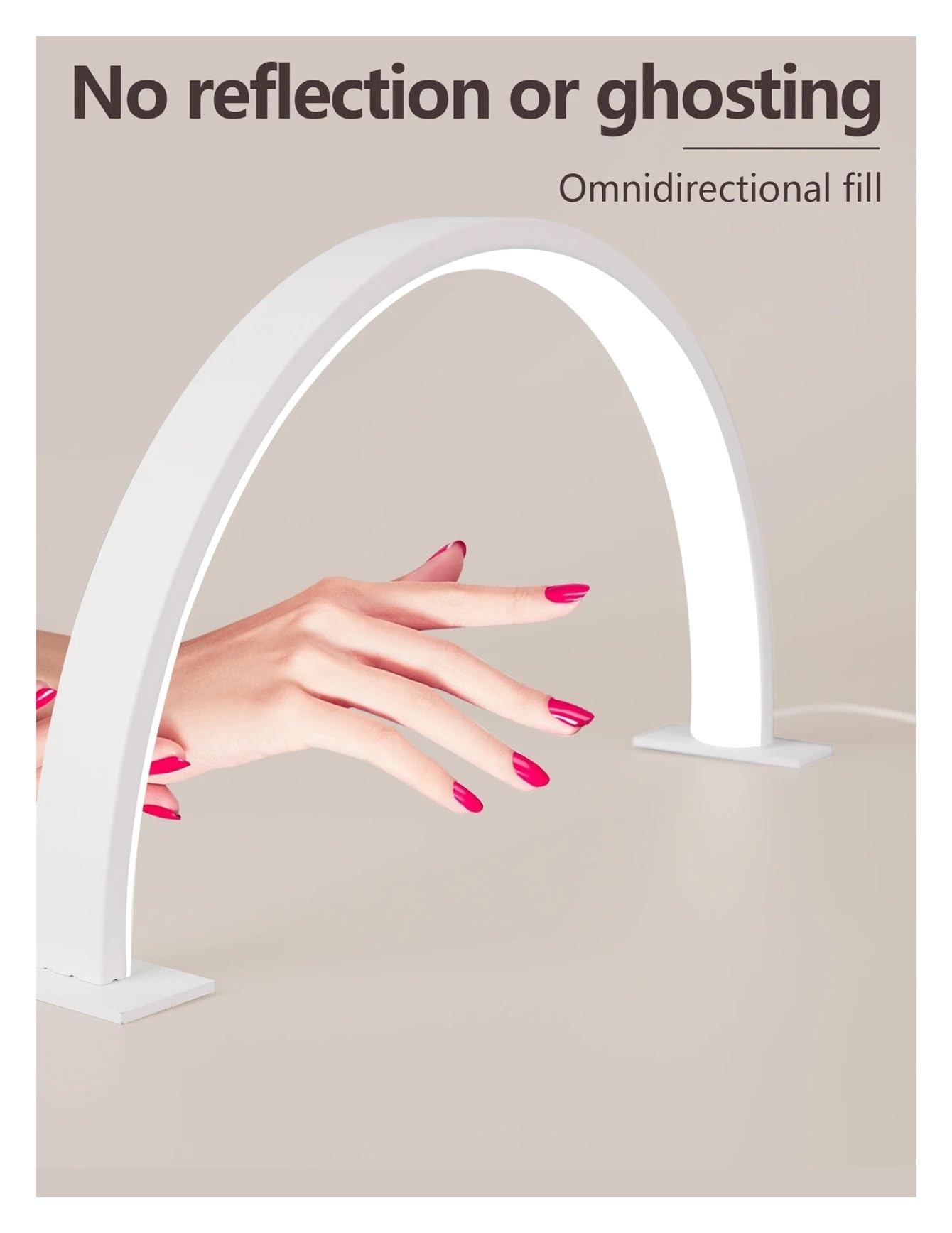 Nageltischlampe, schattenloses Fülllicht, Nagelbeleuchtungslampe, Desktop-Schönheitstischlampe, halbmondförmige Schönheitslampe(White)