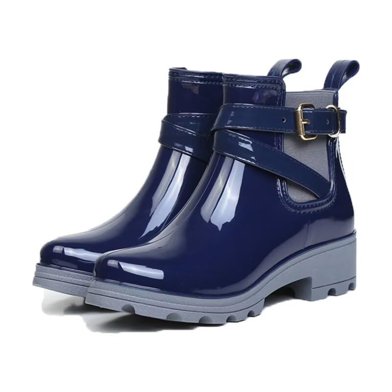 Botas de lluvia al aire libre de la decoración de la moda de las mujeres para, Azul oscuro, 40 EU