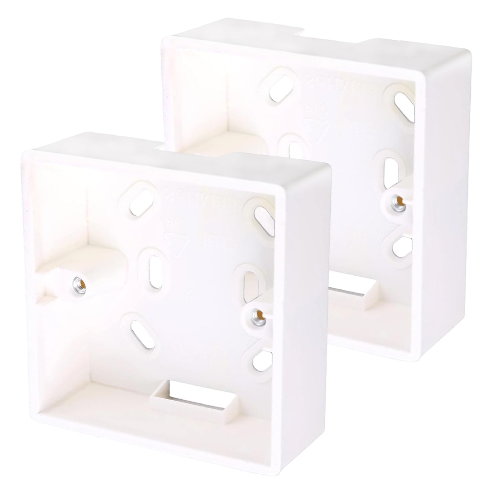 2 Pack Back Box 32mm Deep, Single White Surface Mount Pattress Box, Ethernet Socket Wall Boxes for Ethernet Sockets, Network Faceplates, Wall Panels, 8.6 x 8.6 x 3.2cm