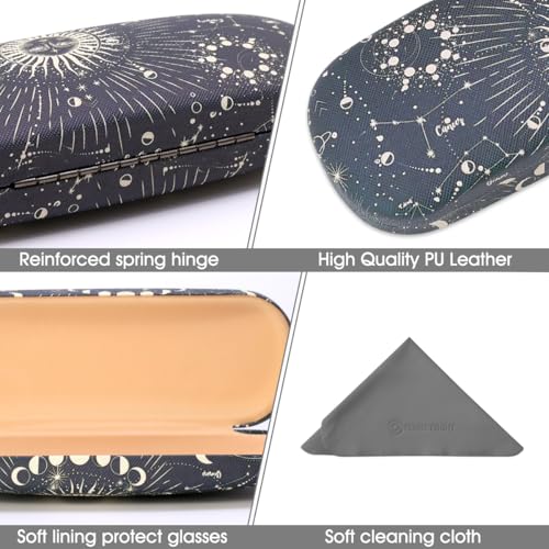 Image of PERFECTSIGHT Hard Shell Eyeglasses Case, PU Leather Protective Glasses Case, Cute Eyeglass Case for Women Men Girls