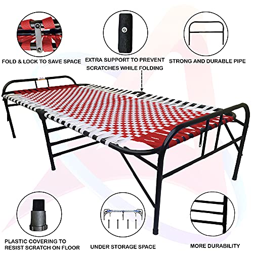 Image of ARTEMIST Single Folding Beds with Pillow Space Saving Super Sturdy Portable Foldable Beds Frame Slat, Perfect Replacement of Box Spring Beds 3X6 feet (Classic Bed & Pillow)