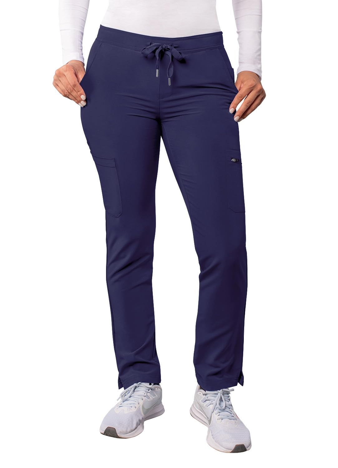 Adar Addition Scrubs for Women - Skinny Leg Cargo Drawstring Scrub Pants - A6104 - Navy - L