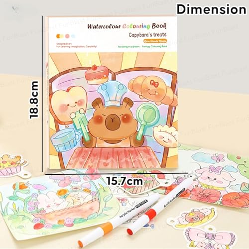 Image of MASTANO Watercolor Painting and Doodle Set for Kids - DIY Graffiti Coloring Note-Book Magic Books with Pigments and Paper, Suitable for Kindergarten and Kids Art Projects with Color (Capybara)