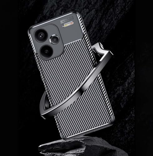 Image of for Redmi Note 13 Pro Plus 5G Back Cover |Soft Silicone Carbon Fiber Texture Anti-Scratch Shockproof Cover for Redmi Note 13 Pro Plus 5G - Black