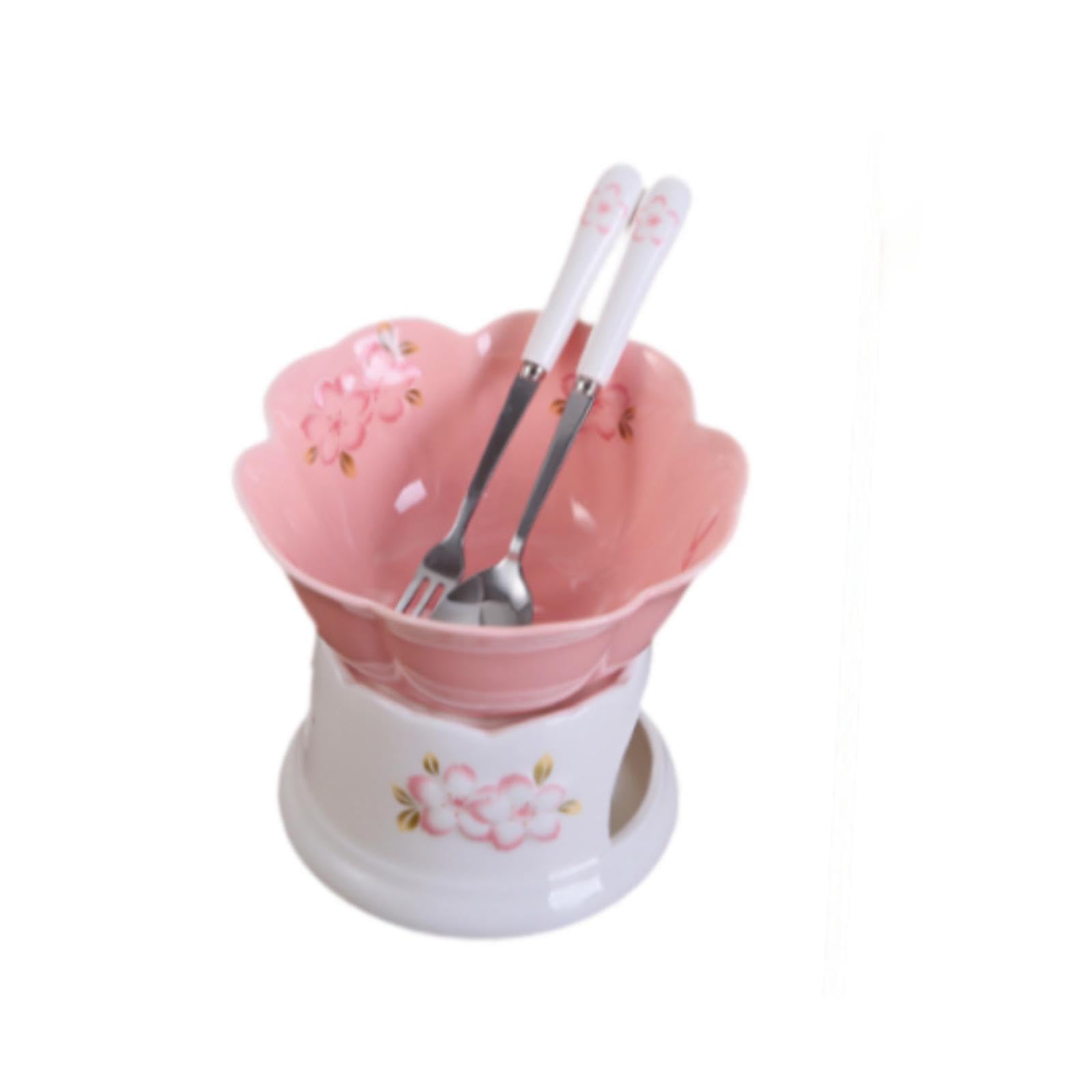 Enakshi (Label) Creations Chocolate Fondue Pot Butter Heater Fondue Pot Set for Wedding Dinner Cooking Pink Bowl White Pot|Home Decor|Figurines-image-15