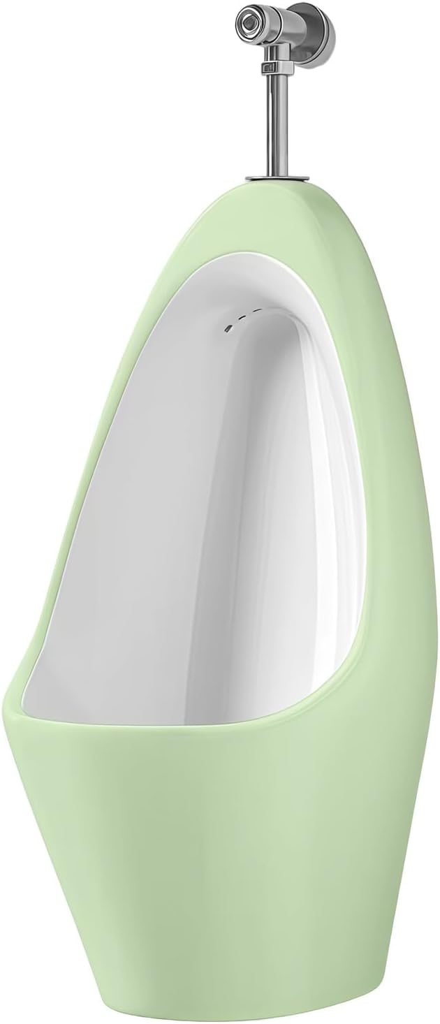 Wall-Mounted Ceramic Urinal for Men,Spill Proof Nighttime Men's Urinal,High-Efficiency Waterfall Flushing Urinals for Commercial Public Toilet,Hotel,Garage,Bar(White)