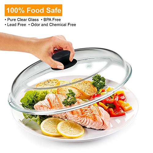Bezrat Microwave Glass Plate Cover | Splatter Guard Lid with Easy Grip Silicone Handle Knob | 100% Food Grade | BPA Free and Dishwasher Safe | Fits Plates and Bowls 11 x 2 inches (Black) - Thumbnail 2