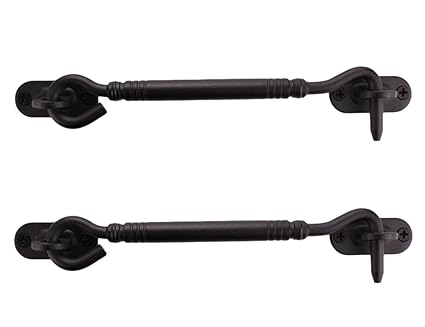 Runningfish Heavy Duty Copper Door Latch gate latches Rustic Design Cabin Hook Latch Door Lock (2Pcs-Black 6