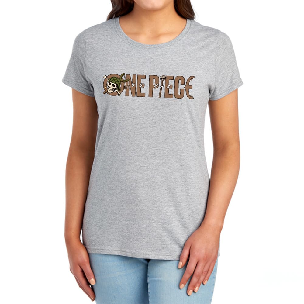 One Piece Usopp Slingshot Logo Womens T-Shirt, Athletic Heather, Medium