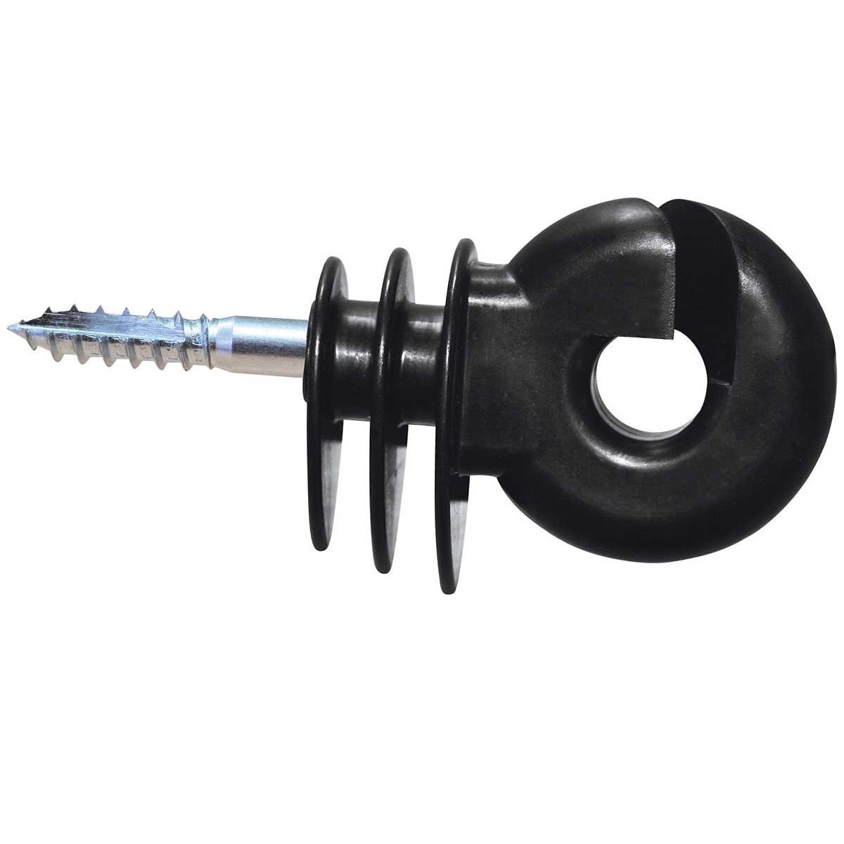 AKO Ringisolator Easy Drill EDX (75 Stück in Eimer, mit durchgehender Stütze ⌀ 6 mm, inkl. Einschrauber, leichtes Eindrehen in Holzzäune, EDX Holzgewinde, Zubehör Tierzäune, Tierzubehör) 443269/753E