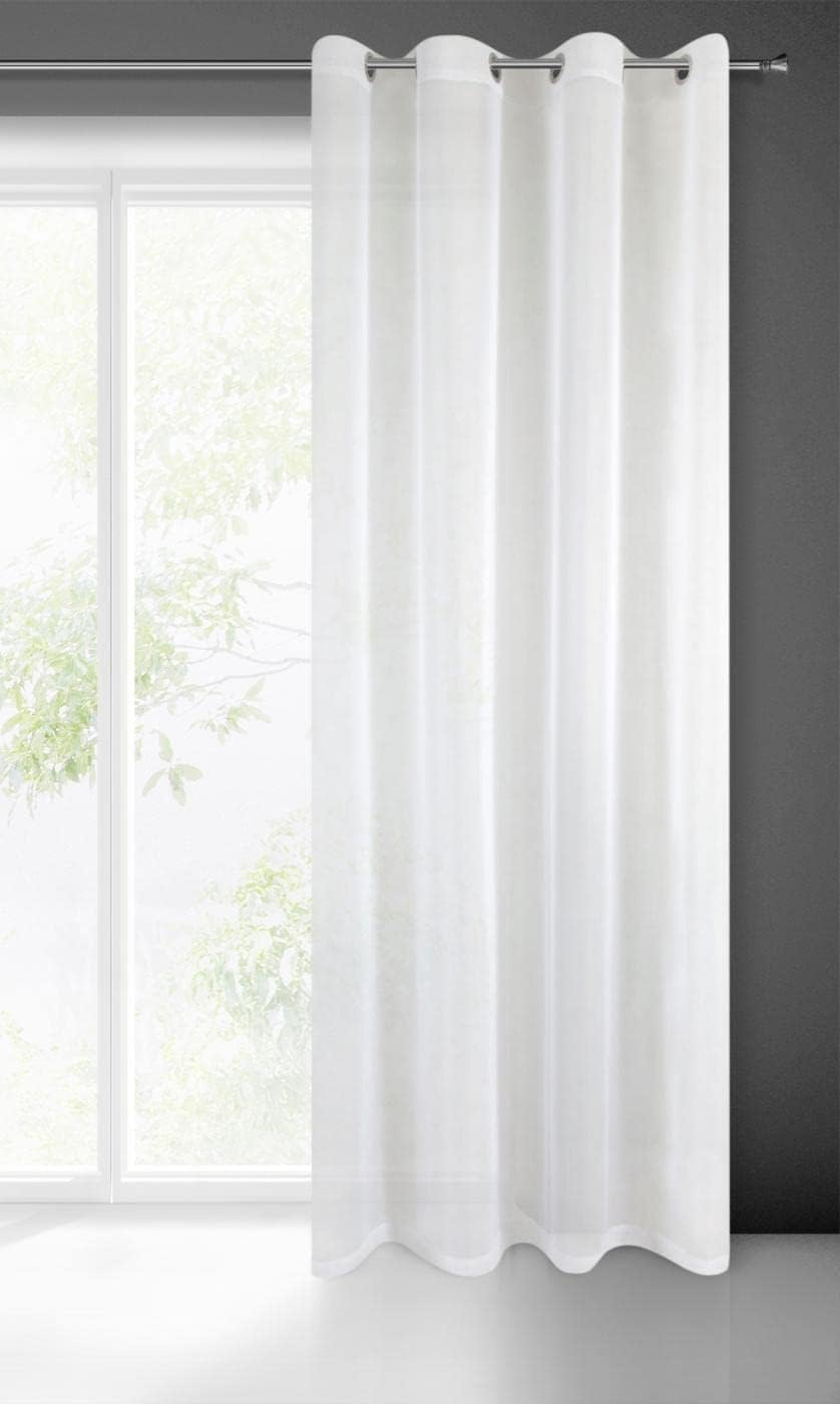 Eurofirany FRIDA Voile Gardine Vorhang mit Ösen - 1 Stk. Transparent Gardine Leinenoptik Durchsichtig Einfarbige für Schlafzimmer Wohnzimmer Kinderzimmer, 140x250cm, Weiß