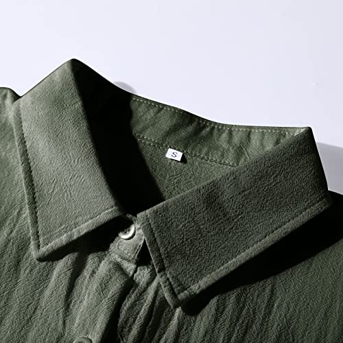 Image of Ladyful Women's Cotton Linen Maxi Dress Summer Long Sleeve Shirt Dress | Button down, Collared, Pockets, Solid color /Striped, Summer Caftans for women, Plus size, Cotton maxi dress for Party, Beach