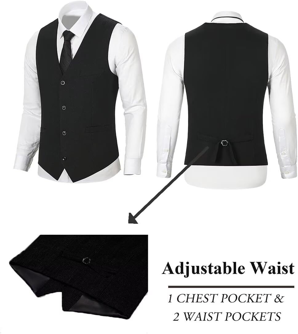 Retro Tweed Boys Suit 3 Piece Slim Fit Herringbone Jackets Set Wool Blend Suits Blazer Vest Pants Tux Wedding Outfit for Boy - Image 4