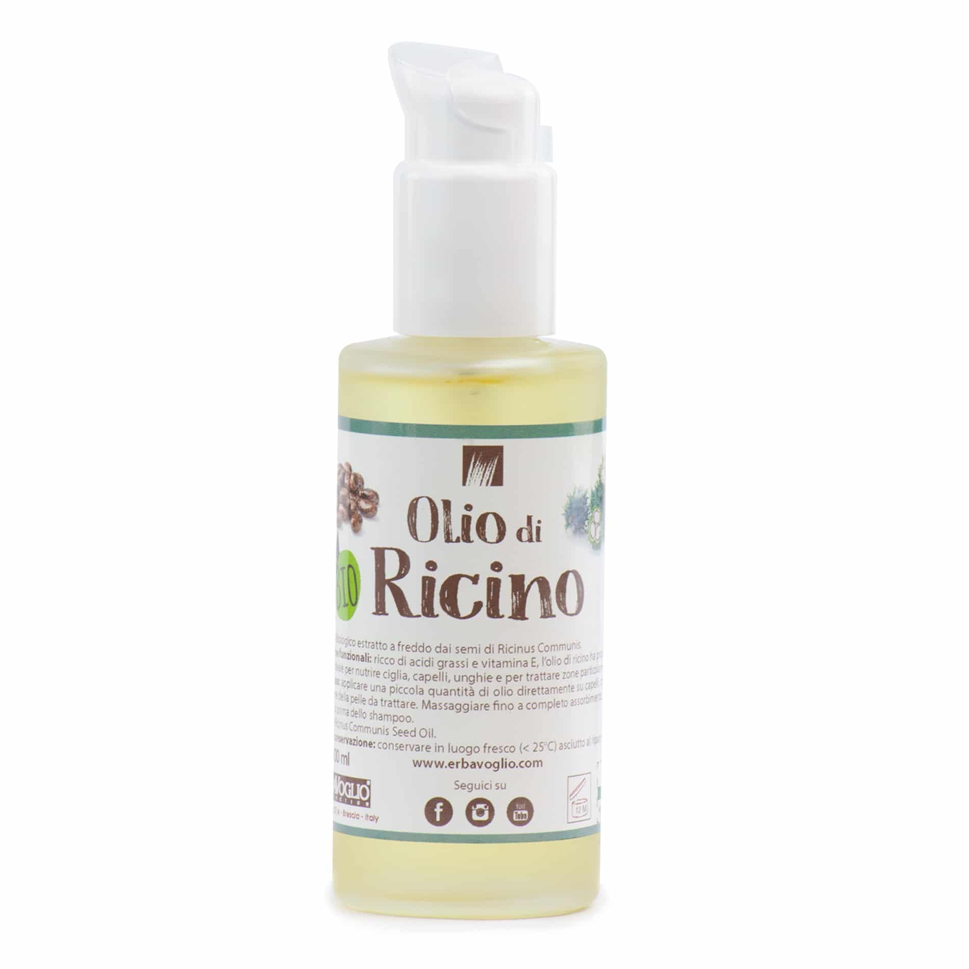 Erbavoglio Olio di Ricino Bio - 100 ml - Cosmetico biologico - Rinomato ideale per nutrire pelle, capelli e rinforzare le unghie.