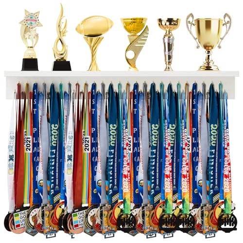 Wooden Medal Holder Display with 49 Hooks
