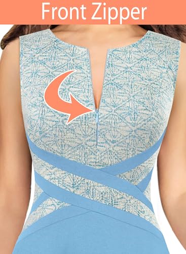 Image of VFSHOW Womens Front Zipper Work Business A-Line Dress Elegant Professional Office Career Church Fit and Flare Skater Dresses