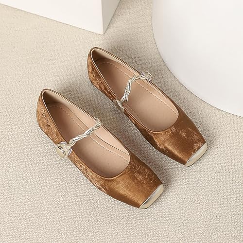 Elegant Women's Dress Shoes, Ideal for Casual Office Settings - Mary Jane Style Slip-On Flats with Square Toe Design4