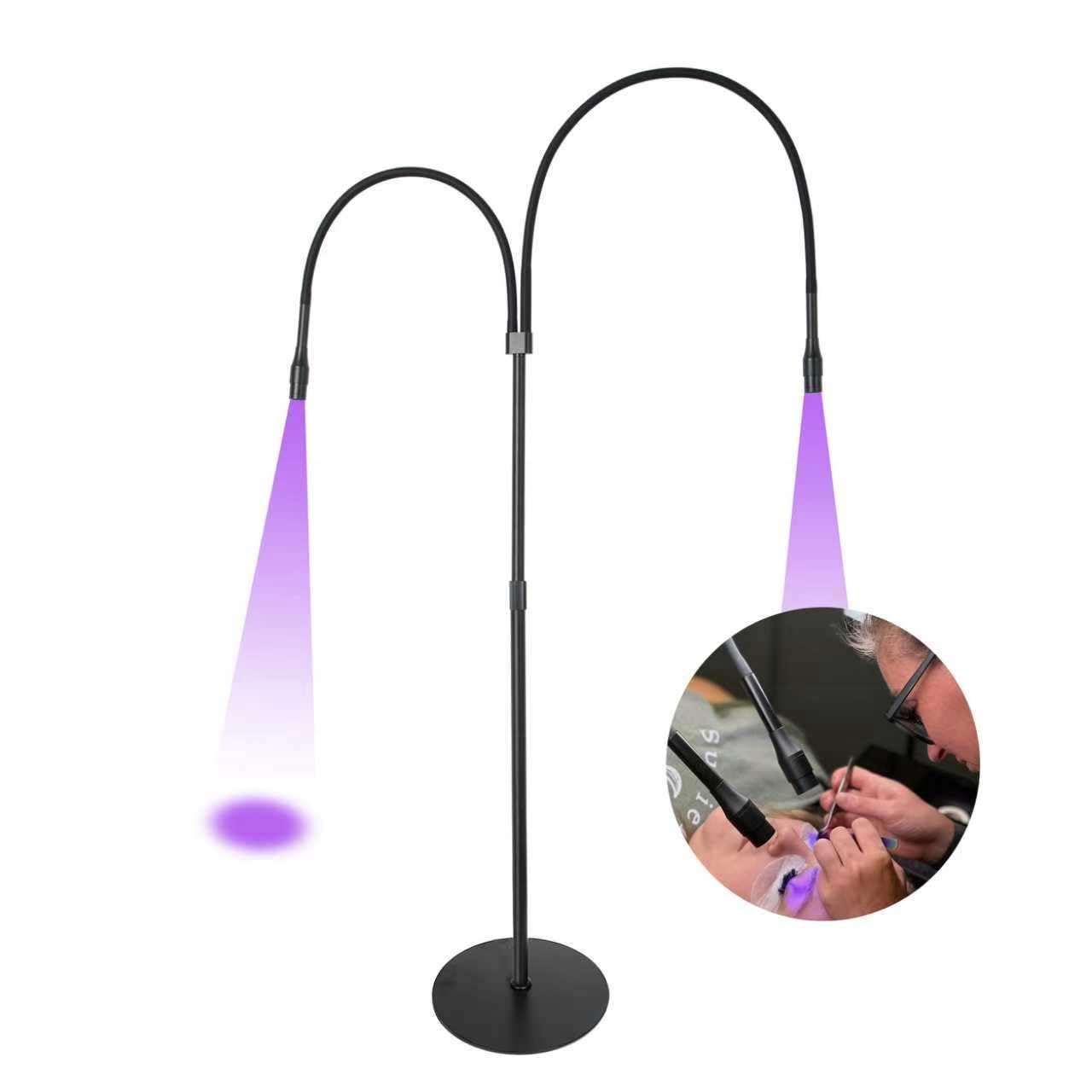 Podwójna lampa UV LED czarna z okularami | Podwójna lampa UV LED, kolor czarny, okulary ochronne w zestawie