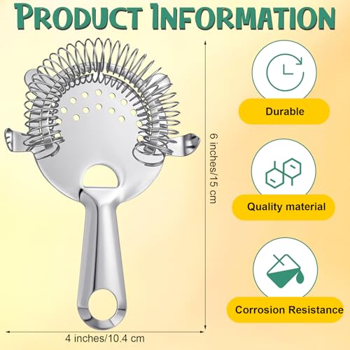 Funnymoom 27 Pack Cocktail Strainer 4 Prong Stainless Steel Bar Strainer Bartender Strainer 6 Inches Silver Bar Drink Strainer Tool for Bartenders and Mixologists