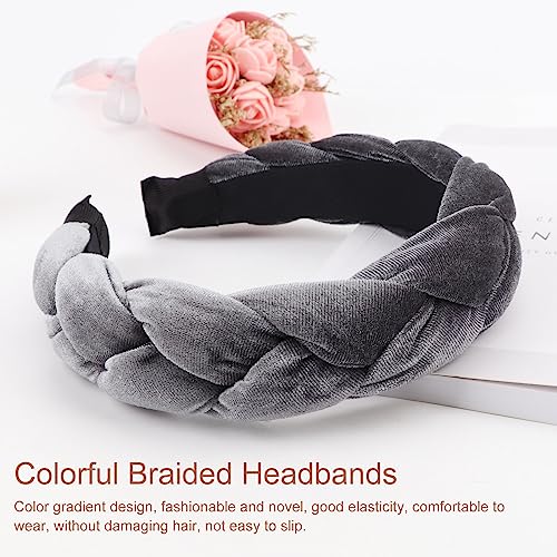 Image of DRESHOW Braided Headbands for Women Velvet Hair Hoop Elastic Criss Cross Hair Bands Accessories