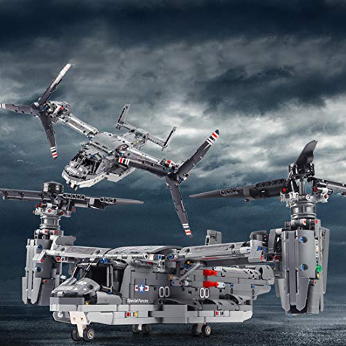 Mocdiy Technik V-22 Osprey Hubschrauber Bausteine, 2.4Ghz RC Helikopter mit Fernbedienung und Motor, 1685 Teile… – Bild 3