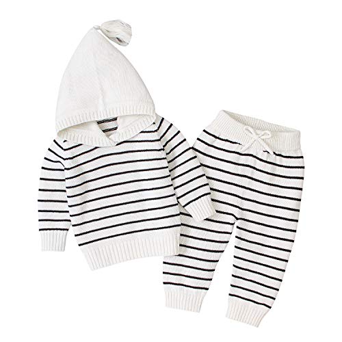 Wide.ling Otoño Invierno Bebé Ropa Niños Niñas Punto Sudadera Con Capucha De Rayas Con Pantalones Rayas Conjunto De Trajes