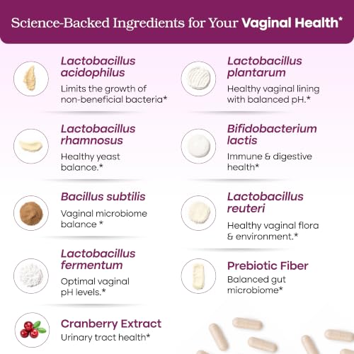 Image of Sandhu's Vaginal Probiotics for Women pH Balance with Prebiotics Fiber & Cranberry | Supports Healthy Vaginal Odor & Flora, Urinary & Gut Health | 60 Count Supplement