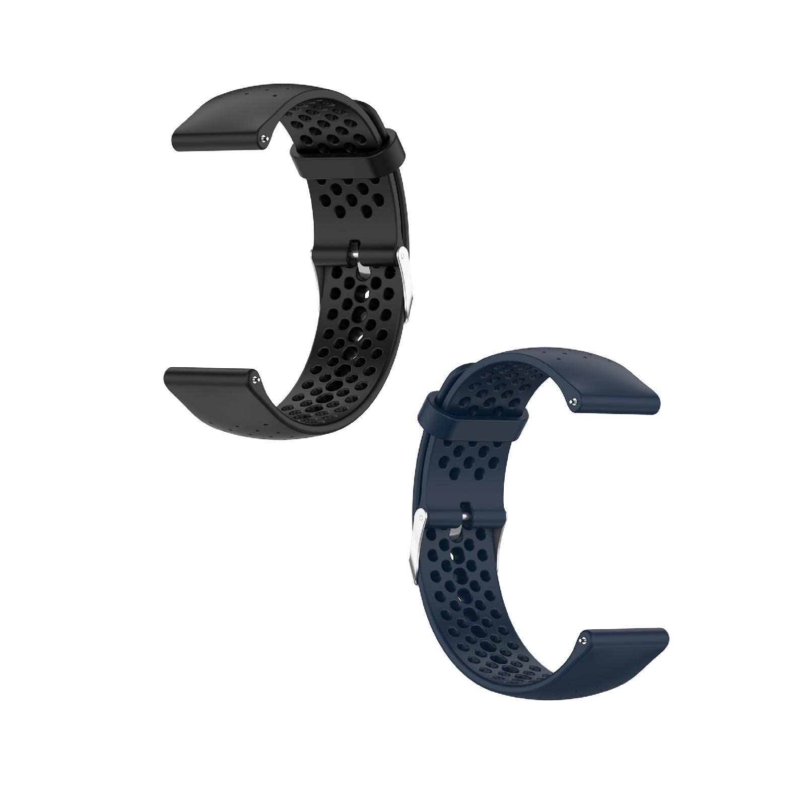 2 Pack Replacement Straps Compatible with Withings Steel HR 40mm Sport Strap, 20mm Soft Breathable Silicone Wristband for Withings Steel HR 40mm,Black+Dark Blue