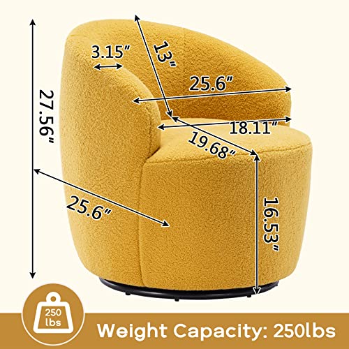 Sudwesto Swivel Barrel Chair With Teddy Fabric, Swivel Accent Chair, Comfy Sherpa Round Accent Chair, Swivel Club Armchair For Nursery Living Room Bedroom (Yellow) #TOP1
