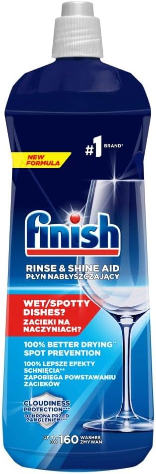 Finish Płyn nabłyszczający i nabłyszczający – do promiennych i suchych naczyń bez plam z wody – megapak o pojemności 800 ml