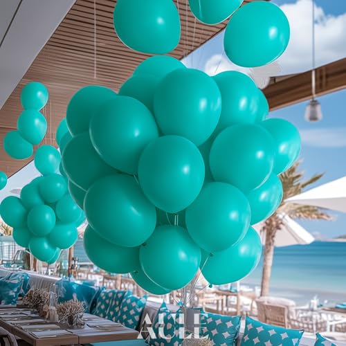 Image of AULE 50Pcs Latex 12 Inch Teal Blue Balloons | Happy Birthday Pool Party Graduation Gender Reveal Sea Theme Wedding Decoration