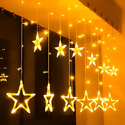 Rylan 12 Star 138 LED Curtain String Lights for Decoration, Window Lights with 8 Flashing Modes for Home Decoration for Diwali, Wedding, Party, Christmas, Balcony - Warm White (Star) (B0DDCS5QG1) Amazon Price History, Amazon Price Tracker