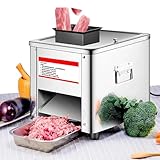 MáQuina Cortadora De Carne De 850 W,Cortadora De Carne EléCtrica Comercial De Acero Inoxidable,330.7 Lbs/H,Rebanable/Cortada En Cubitos/Rallada, Para Carne Deshuesada,Pescado,Verduras Blandas 3.5mm