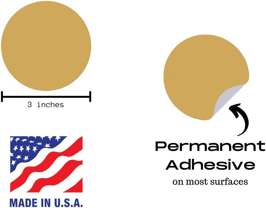 3" QSRProducts Permanent Color Code Dot Stickers: 500 Labels (Gold) - 3 Inch Round Coding Labels