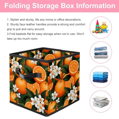 Boîte de rangement linge encombrant solution grand cube pliable orange à fleurs - 4