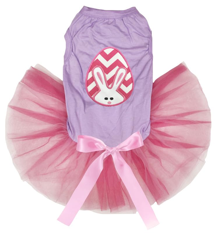 Robe œuf de Pâques pour chien au motif chevron lavande et rose pastel unique