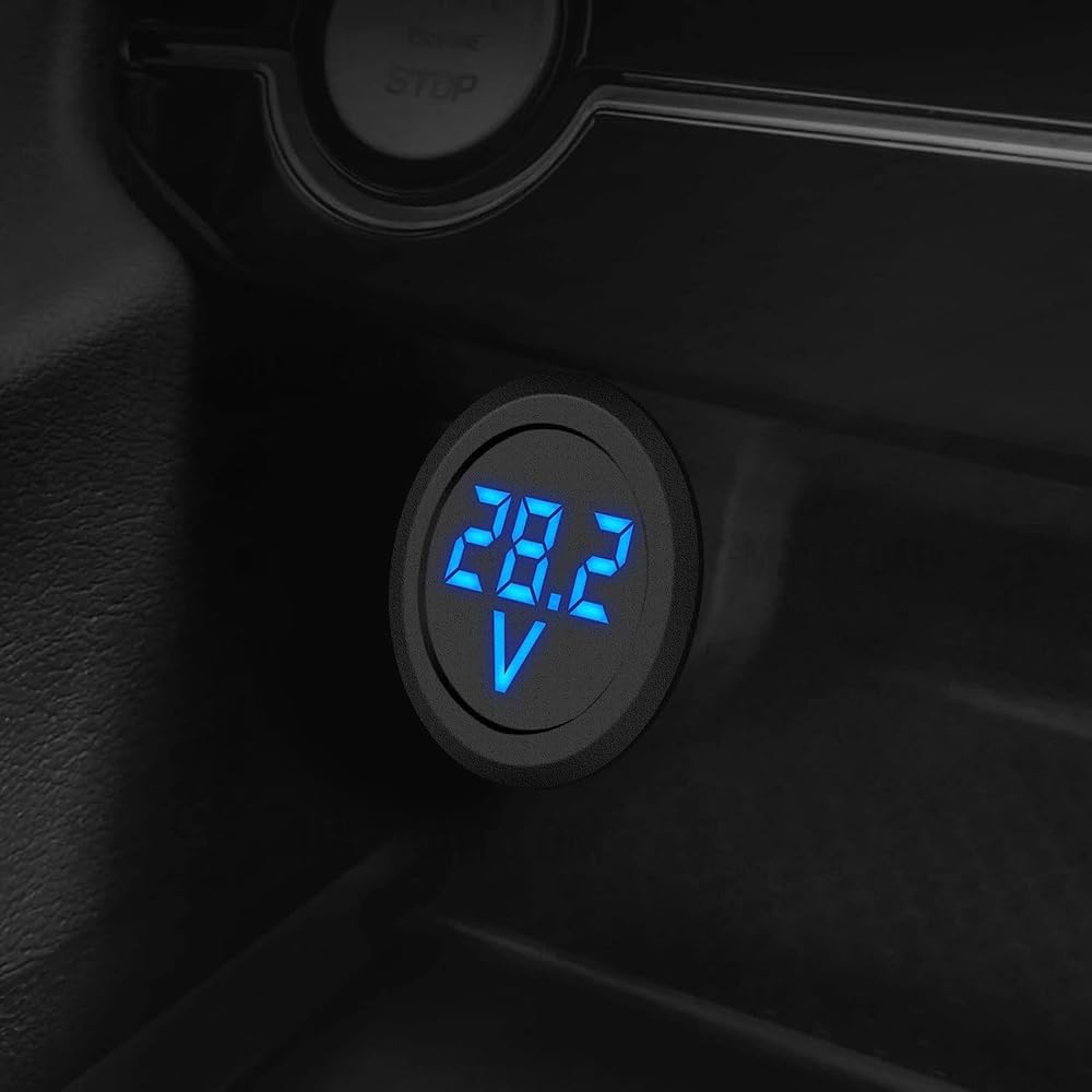 Greluma 2 Pz Voltmetro digitale DC 4-100 V, misuratore di tensione a 2 fili Rilevatore di voltmetro per camion moto Camper Caravan Marine