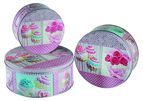 EuroDiscount OB Scatola per Biscotti, 3 Pezzi, Colore: Rosa