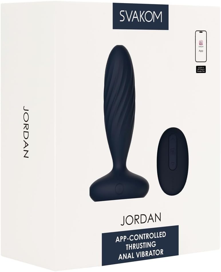 SVAKOM Jordan App-Controlled Rechargeable Silicone Thrusting Anal Prostate Vibrator - Navy Blue