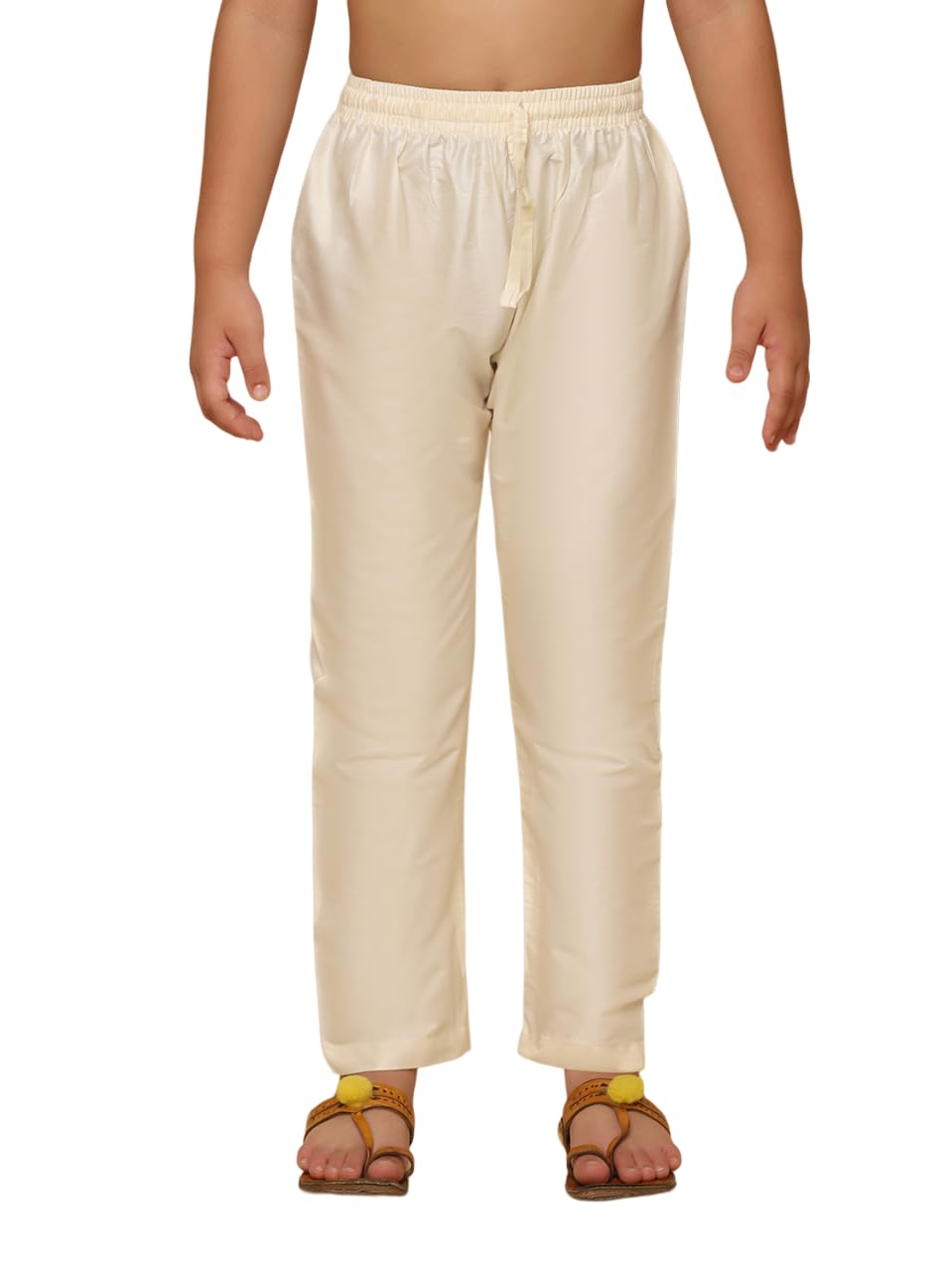 Kisah Kid's Ethnic Wear Solid Straight Fit Off White Churidar (5-6Y)