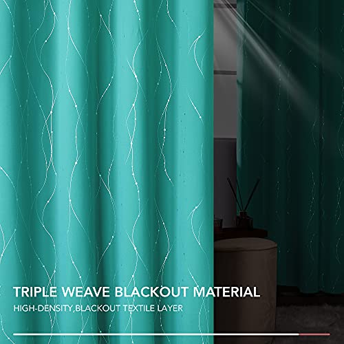 image for Deconovo Grommet Blackout Turquoise Curtains, 63 Inch Long, Pack of 2 