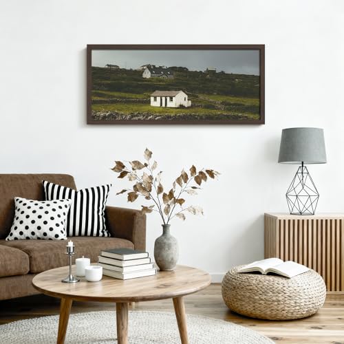 Image of DUENPY 16x38 Collage Picture Frame 4x6 Collage Frame Displays twenty 4x6 inch Photos Available Horizontal Wall Mounting Display and Vertical Walnut